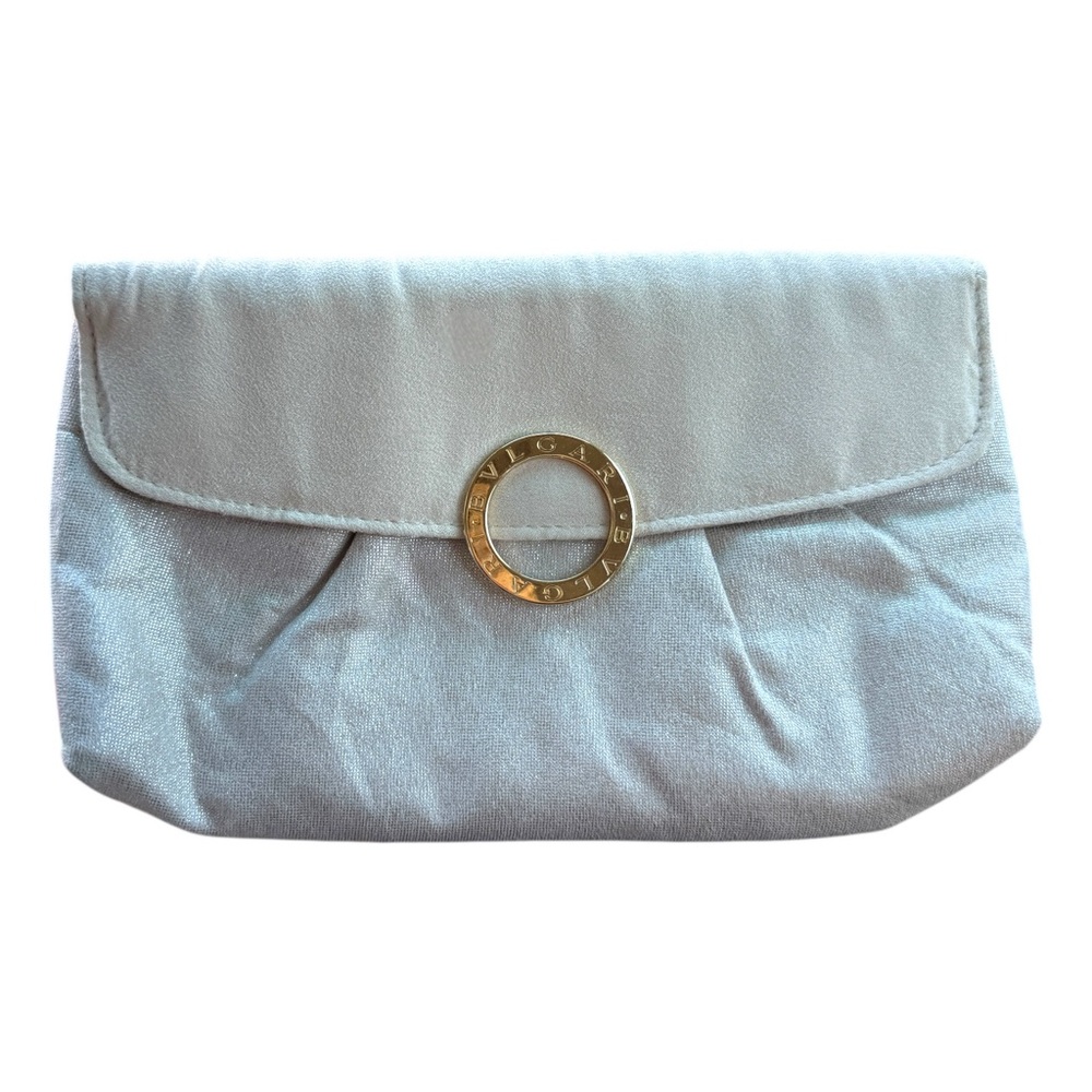 NEW BVLGARI PARFUMS Ivory Gold Logo Clasp Clutch Cosmetic Make-up Bag